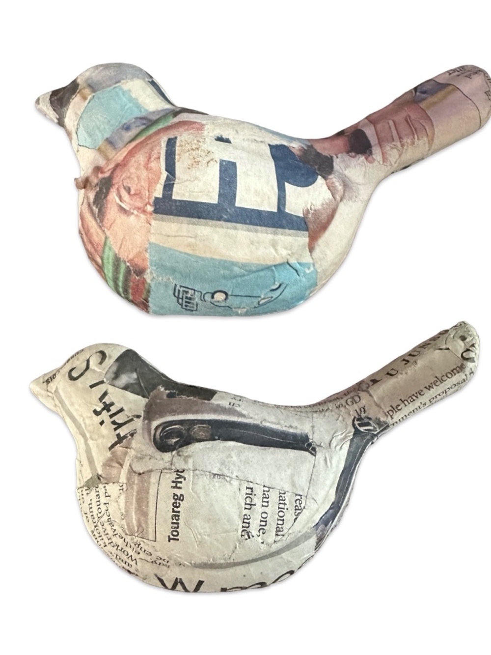 Handmade Papier Mache Bird Figurine (pair of 2) Collectible Decor